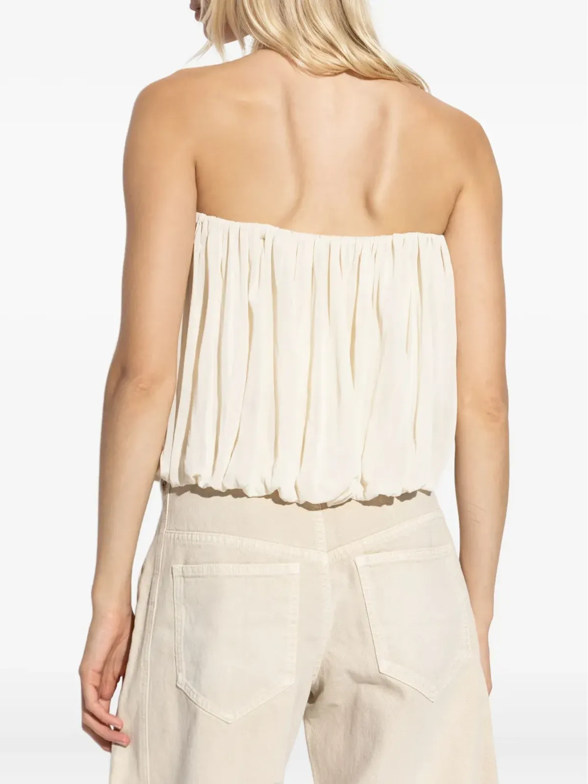 ISABEL MARANT Amalia gathered strapless blouse - Neutrals - 画像4