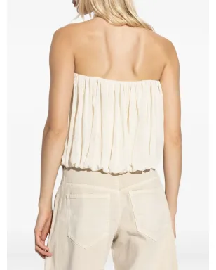 ISABEL MARANT Amalia gathered strapless blouse - Neutrals - サムネイル4