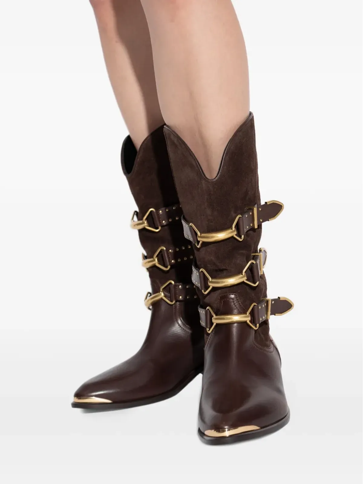 ISABEL MARANT 30mm バックルディテール スエードレザー ブーツ - 画像5