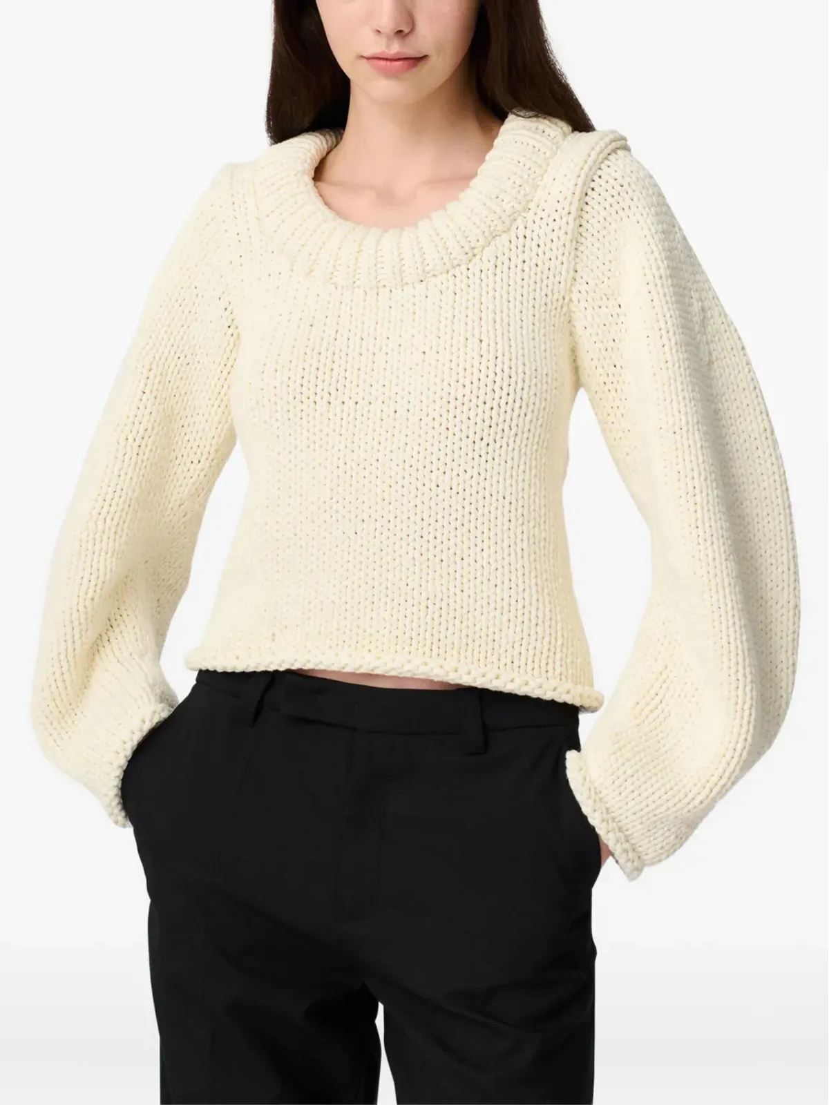 Axel Arigato balloon-sleeve round-neck sweater - White - 画像3