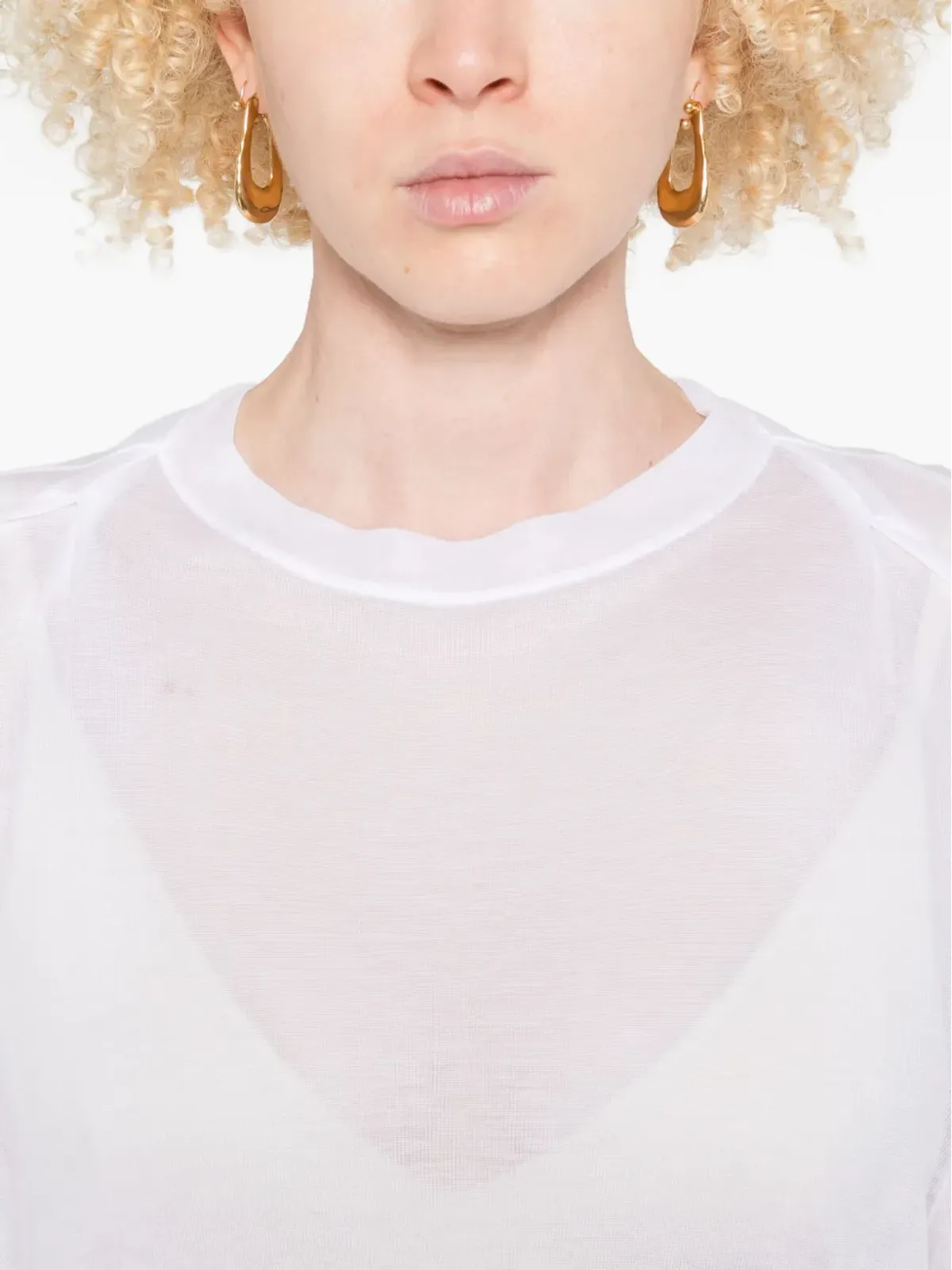 Victoria Beckham ドレープスリーブTシャツ - 画像5
