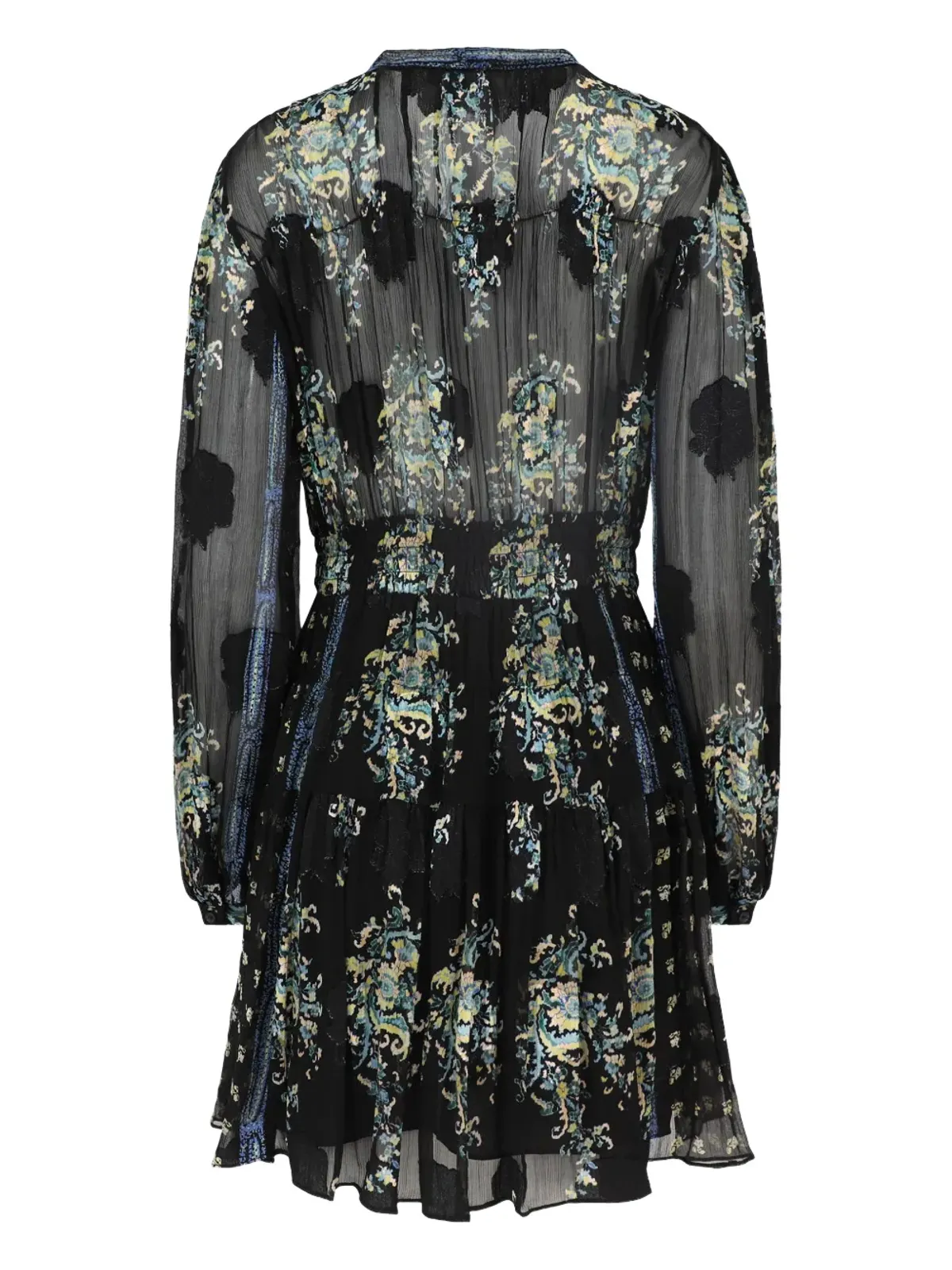 Ulla Johnson ネックタイ付き長袖ペイズリープリント ミニドレス - 画像2