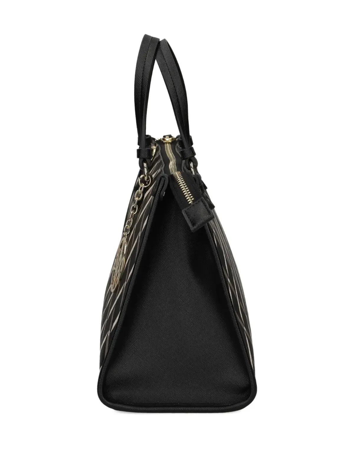 Armani Exchange Gyngerモノグラムトップハンドルトートバッグ（ブラック） - 画像5