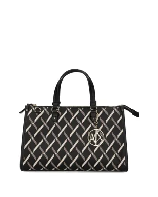 Armani Exchange Gyngerモノグラムトップハンドルトートバッグ（ブラック） - サムネイル2