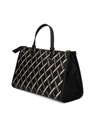 Armani Exchange Gyngerモノグラムトップハンドルトートバッグ（ブラック） - サムネイル3