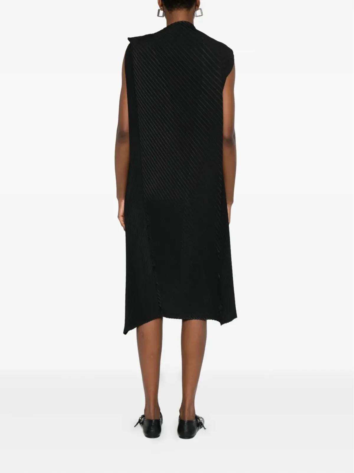 Issey Miyake プリーツ ノースリーブ アシンメトリードレス - 画像4