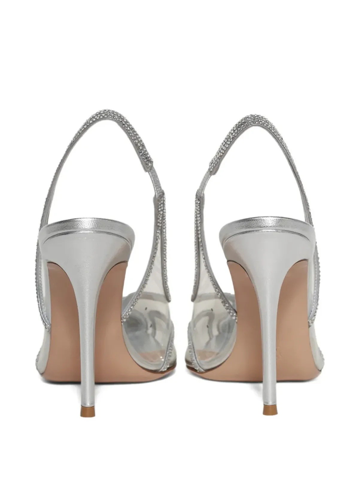 Gianvito Rossi Brenda スリングバックパンプス（シルバー） - 画像3