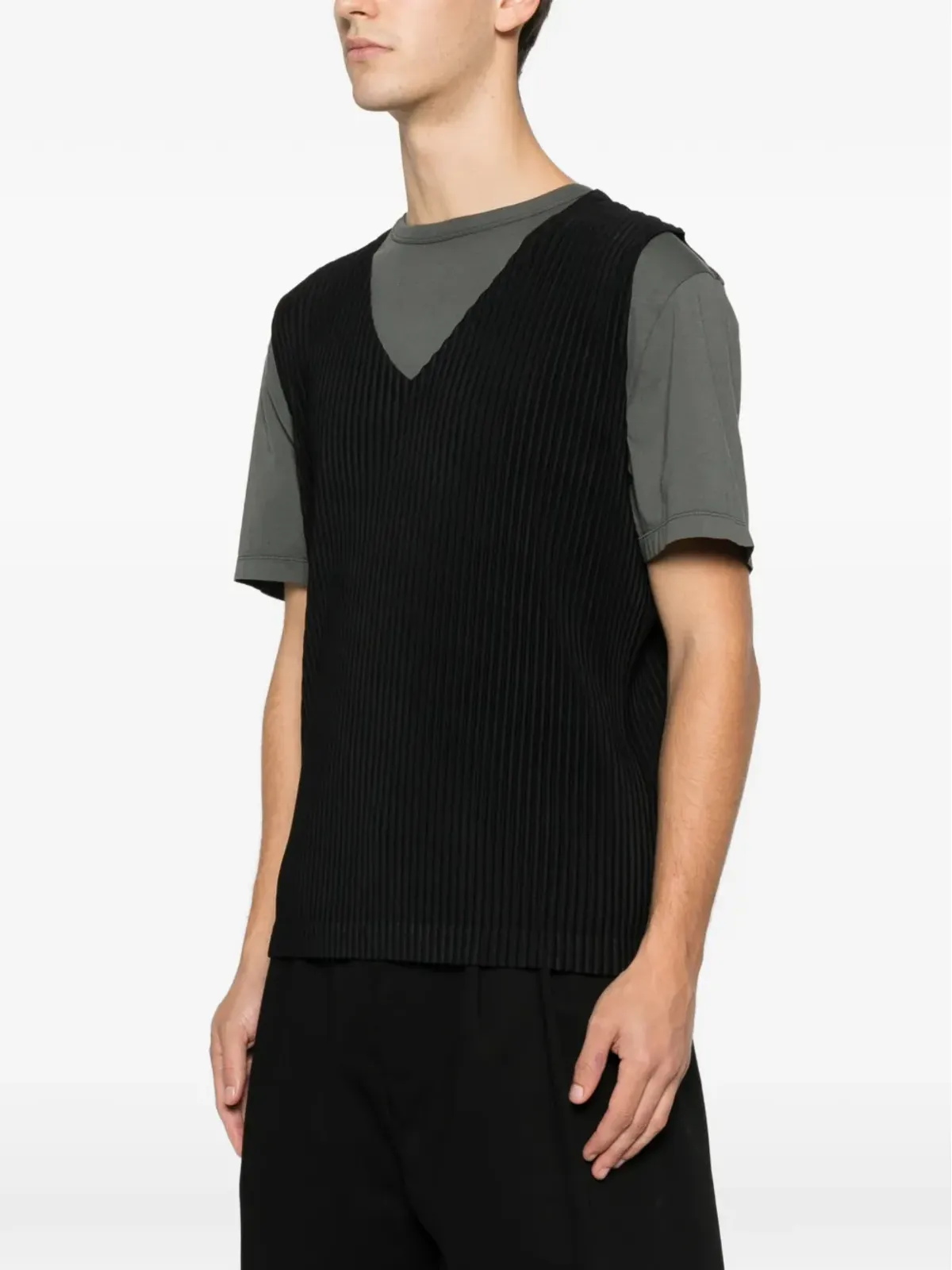 Homme Plissé Issey Miyake Vネックベスト - 画像3