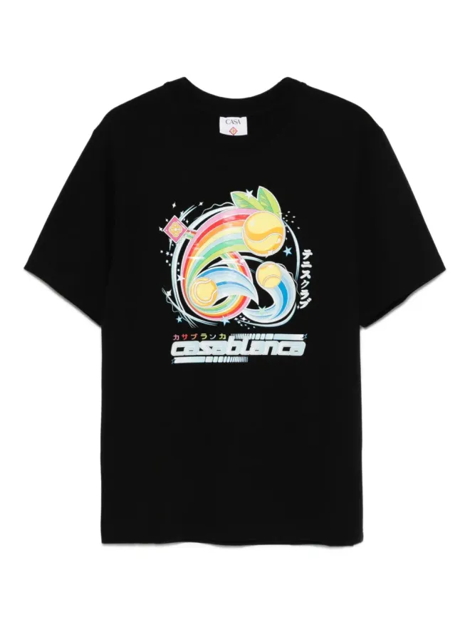 Casablanca Casablanca rainbow-print T-shirt - Blackの商品画像