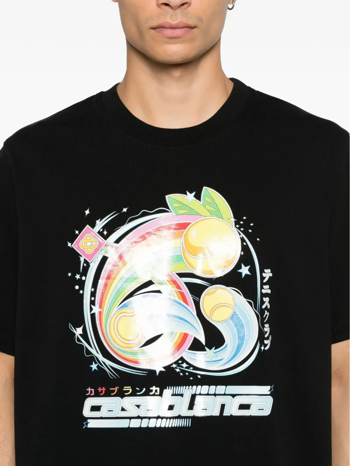 Casablanca rainbow-print T-shirt - Black - 画像4