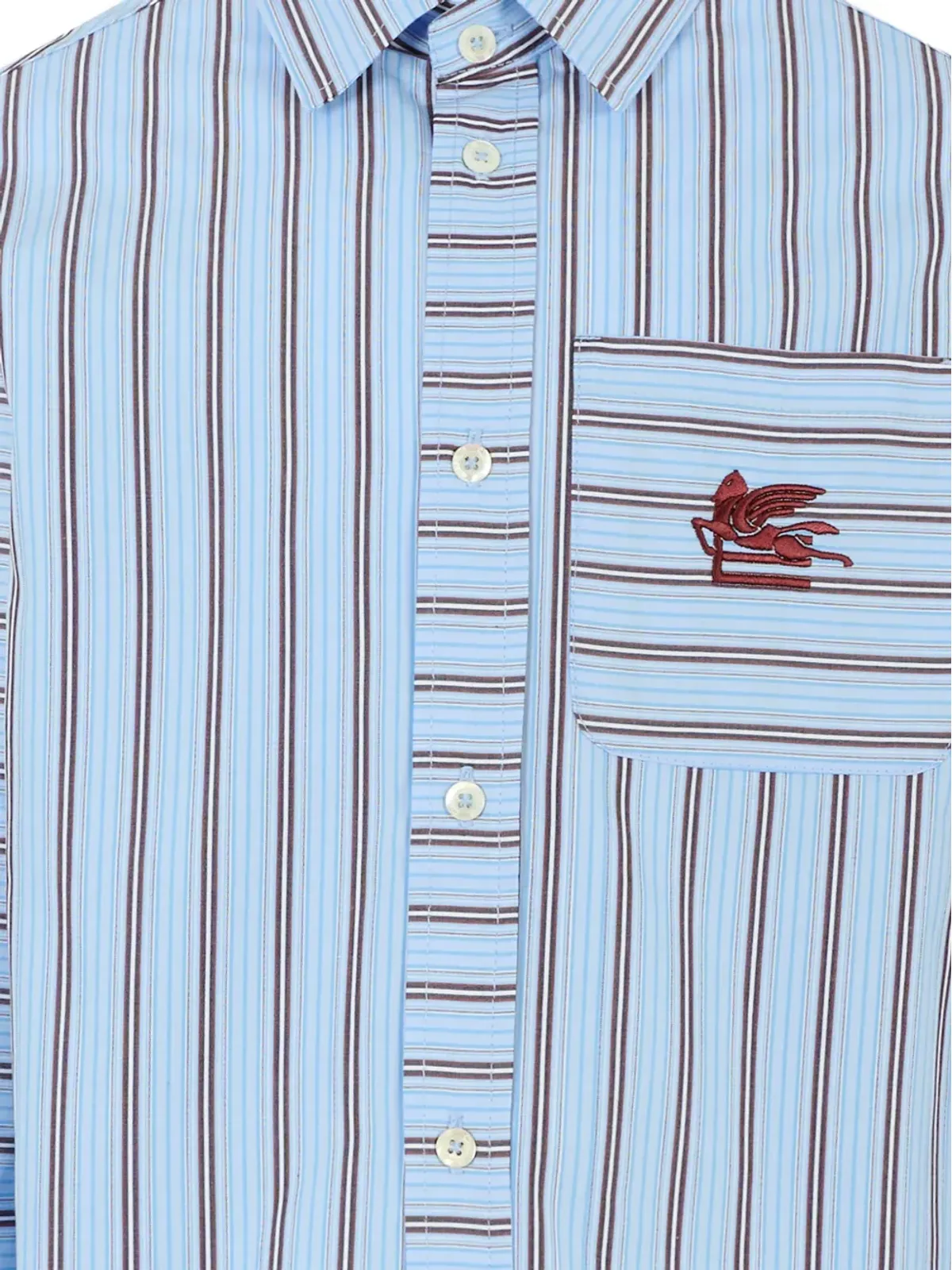 ETRO KIDS 青のストライプ Pegaso刺繍シャツ - 画像3