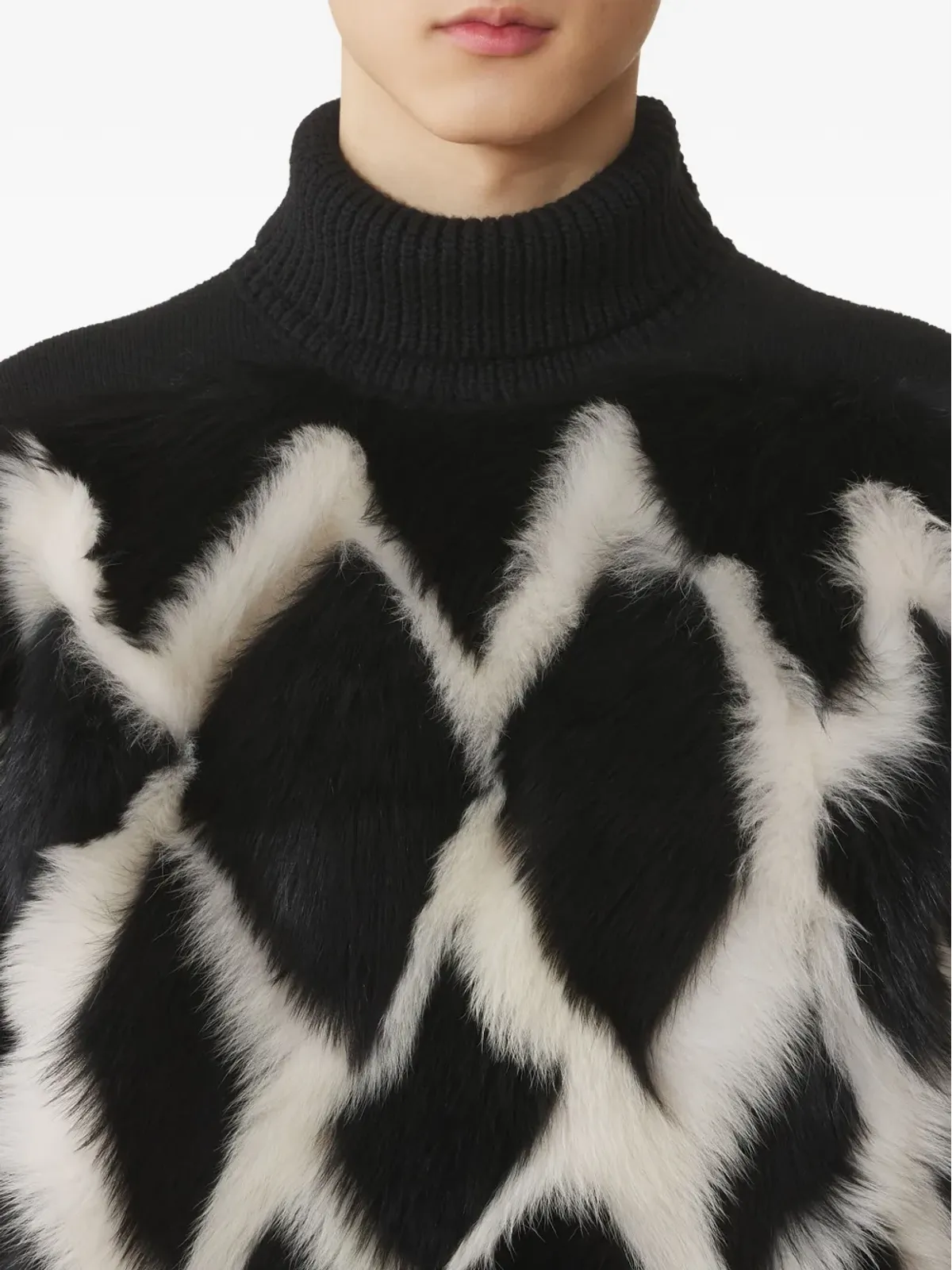 Lanvin ハイネックファーパネルセーター ブラック - 画像5