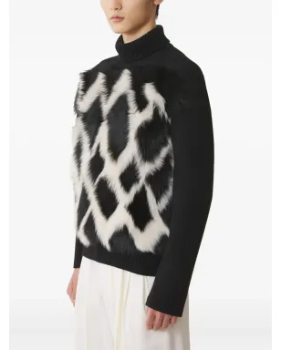 Lanvin ハイネックファーパネルセーター ブラック - サムネイル3