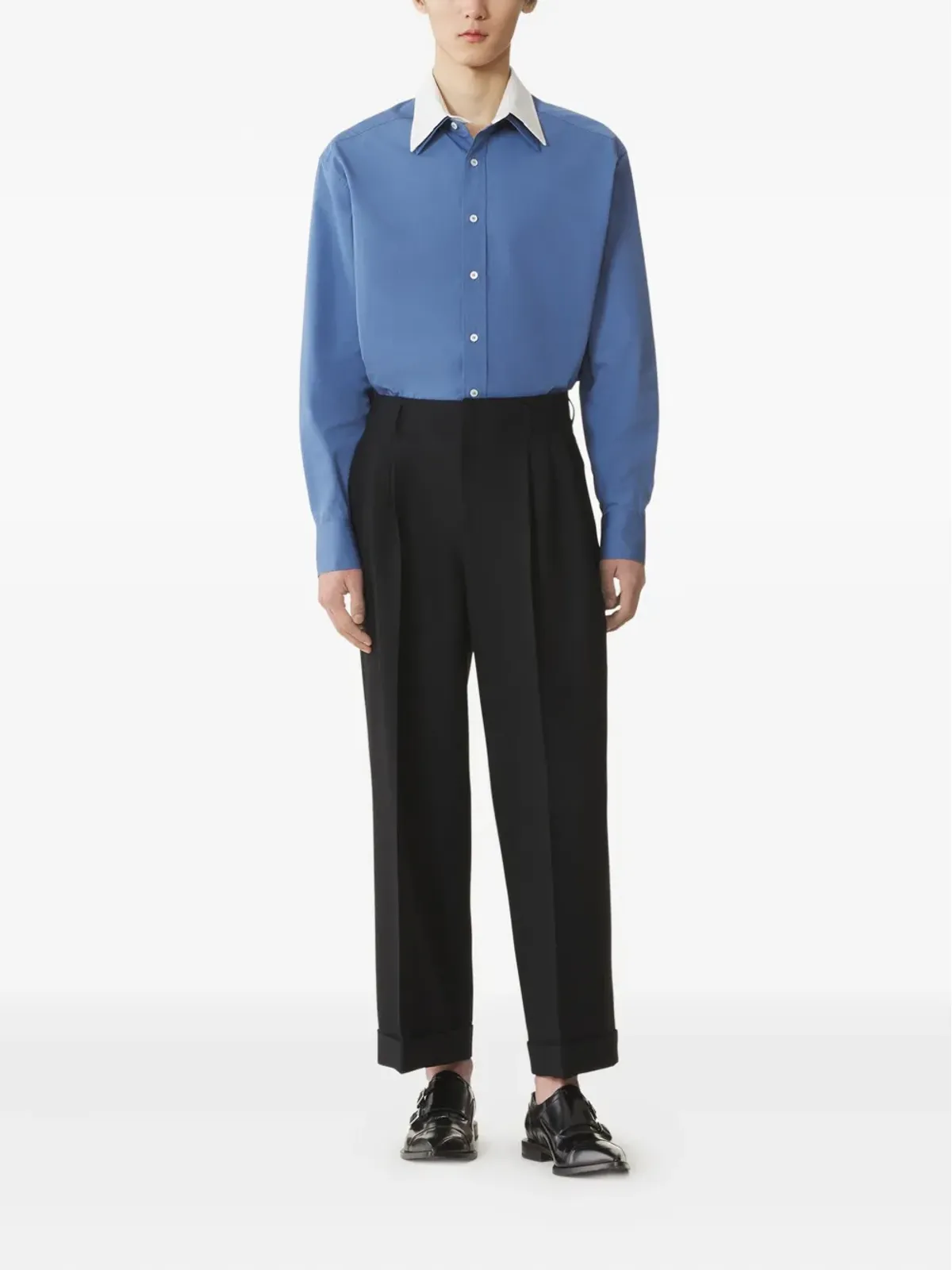 Lanvin コントラストカラー襟付きコットンシャツ - 画像2