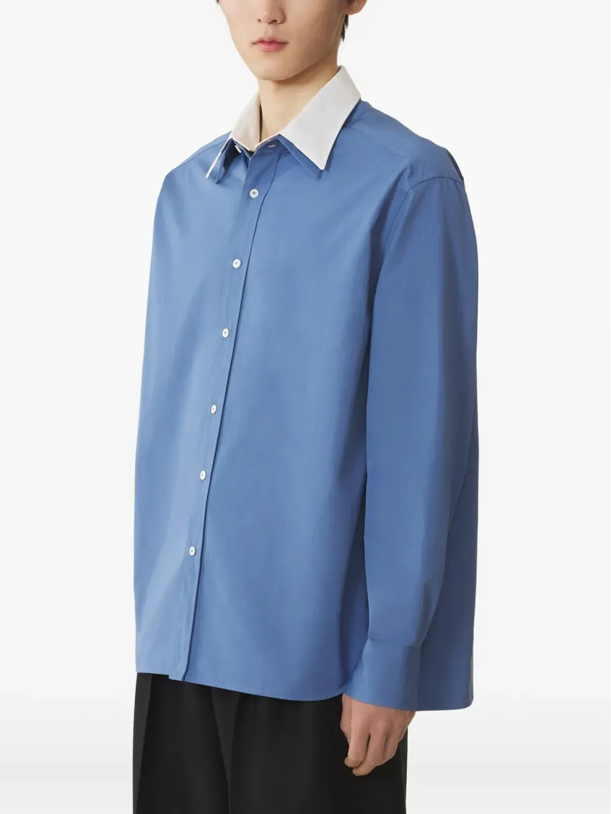 Lanvin コントラストカラー襟付きコットンシャツ - 画像3