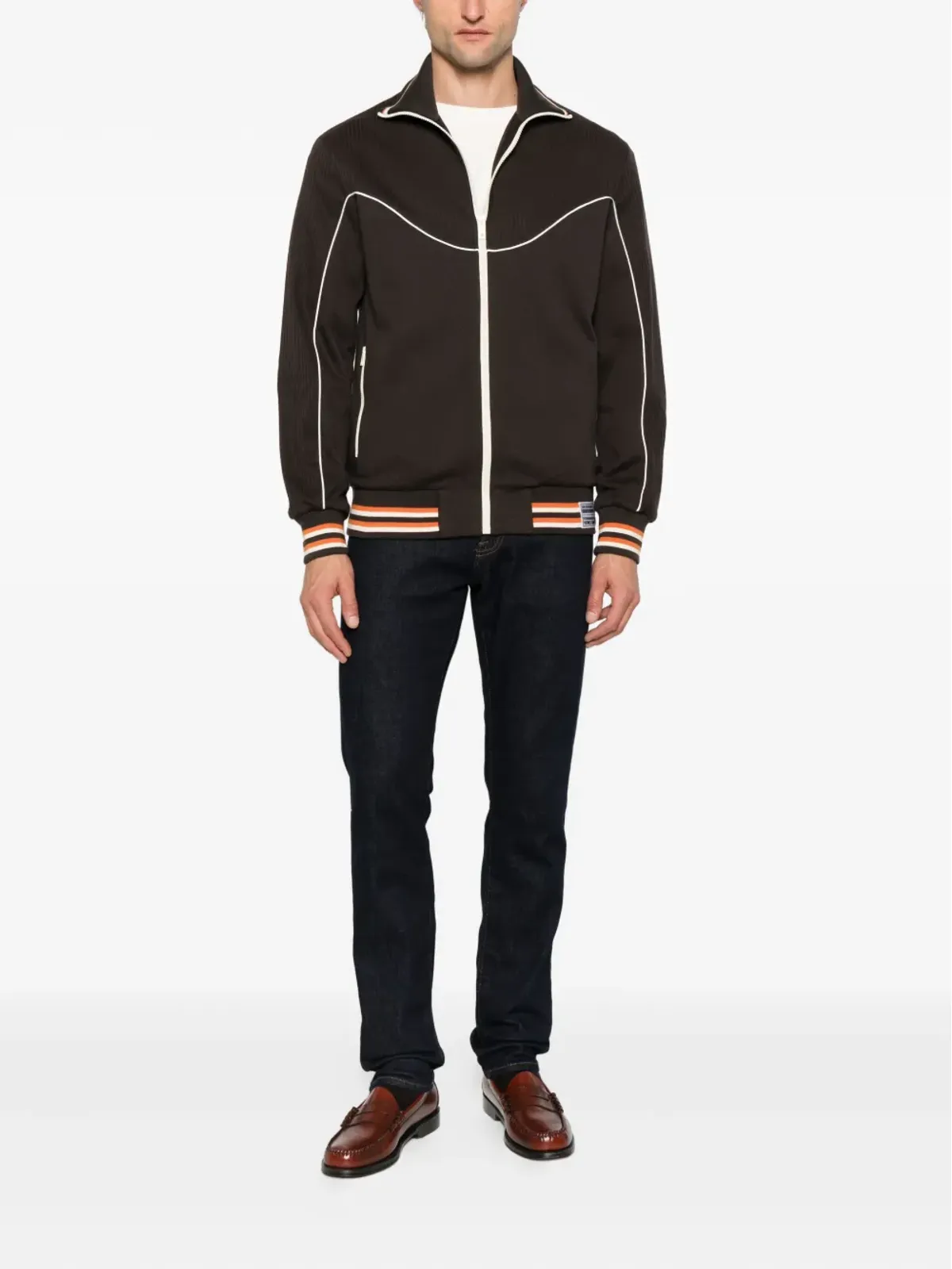 Golden Goose リブ編みパネルジップアップジャケット - Brown - 画像2