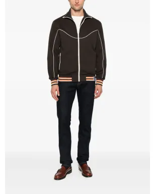Golden Goose リブ編みパネルジップアップジャケット - Brown - サムネイル2