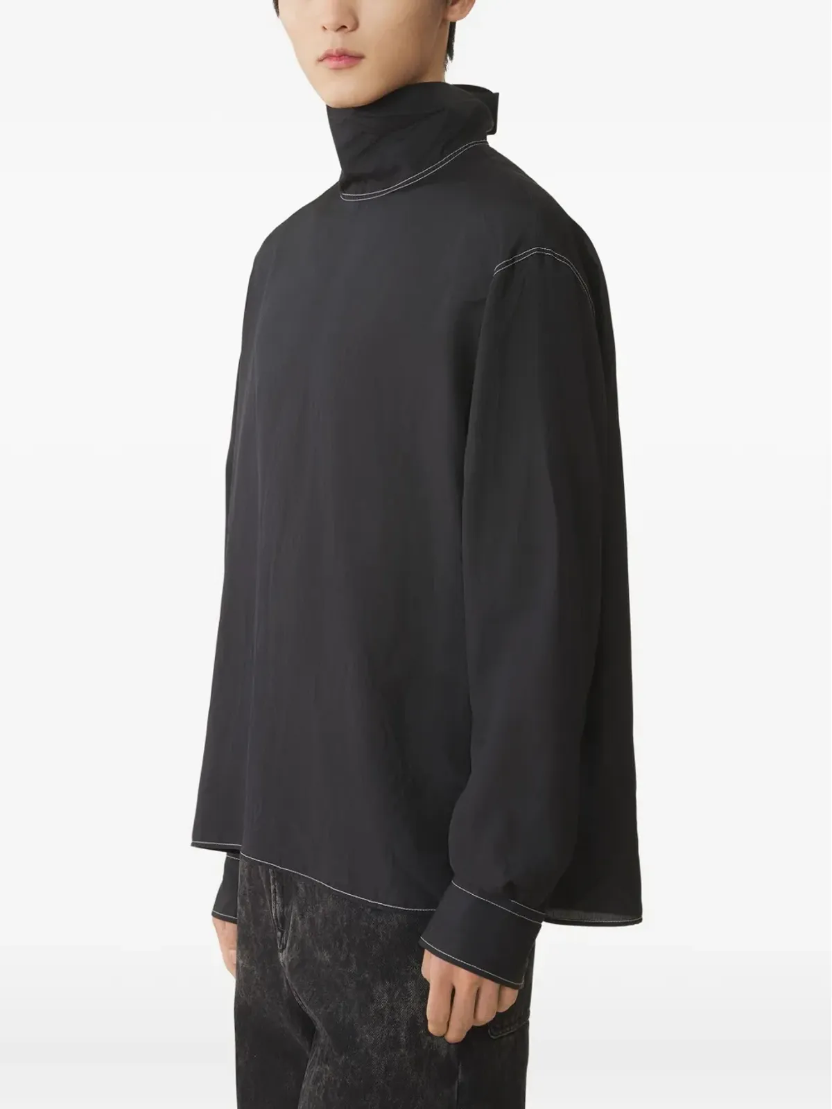 Lanvin コントラストステッチシャツ - ブラック - 画像3