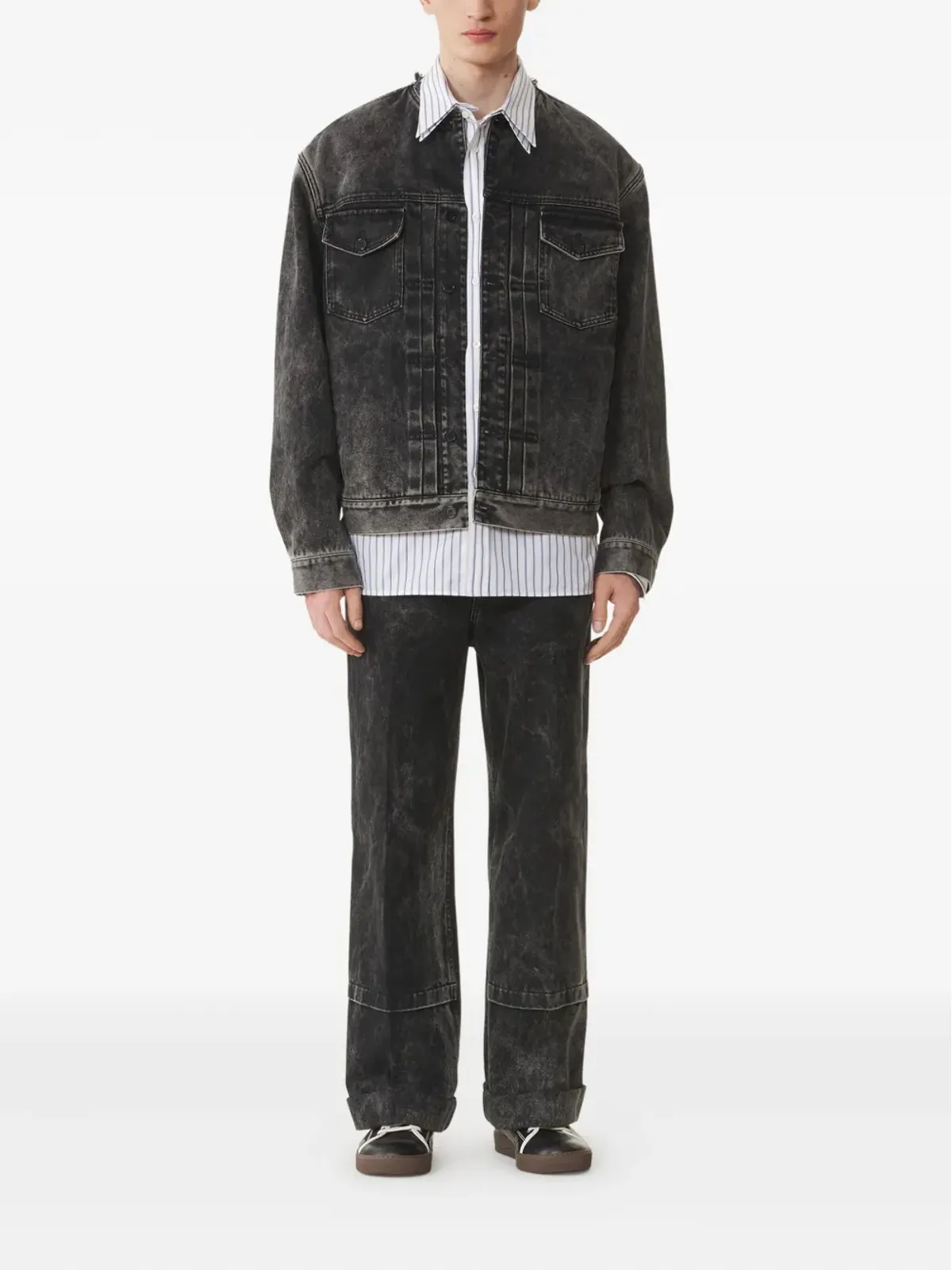 Lanvin アシッドウォッシュ加工コットンジャケット - 画像2