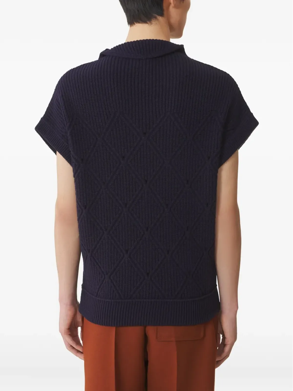 Lanvin ハイネック ダイヤ柄セーター - ブルー - 画像3