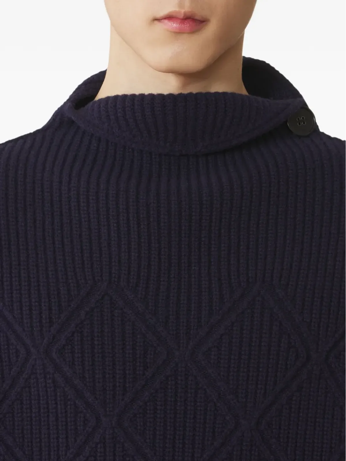Lanvin ハイネック ダイヤ柄セーター - ブルー - 画像4