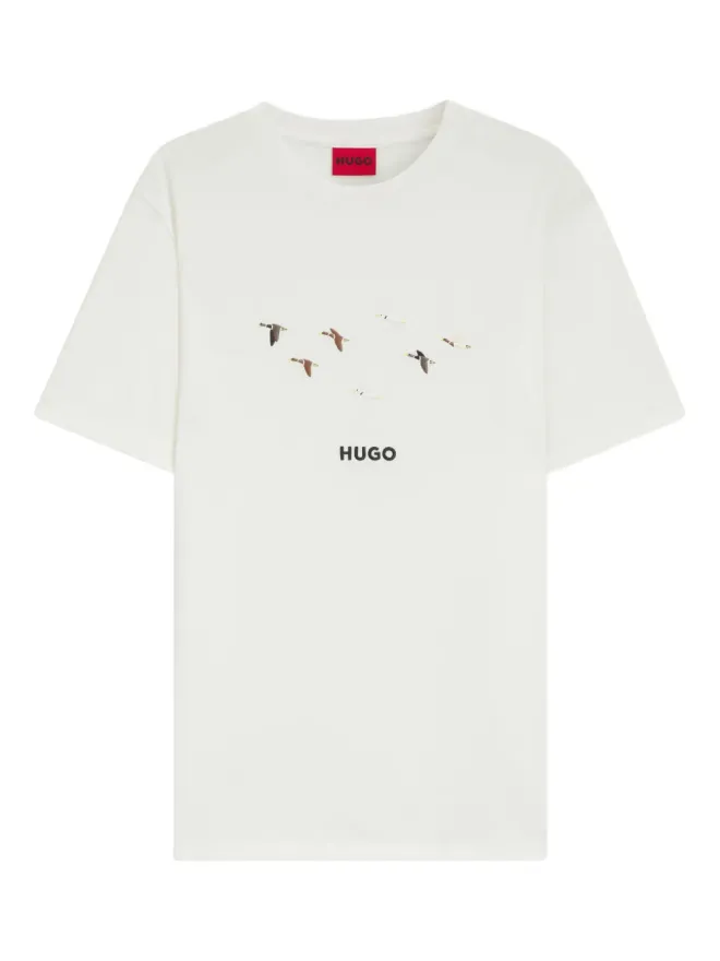 Hugo HUGO バード刺繍コットンTシャツ - Whiteの商品画像