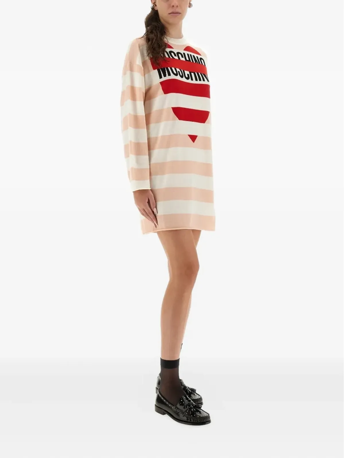 MOSCHINO JEANS ハート柄ストライプドレス - 画像2