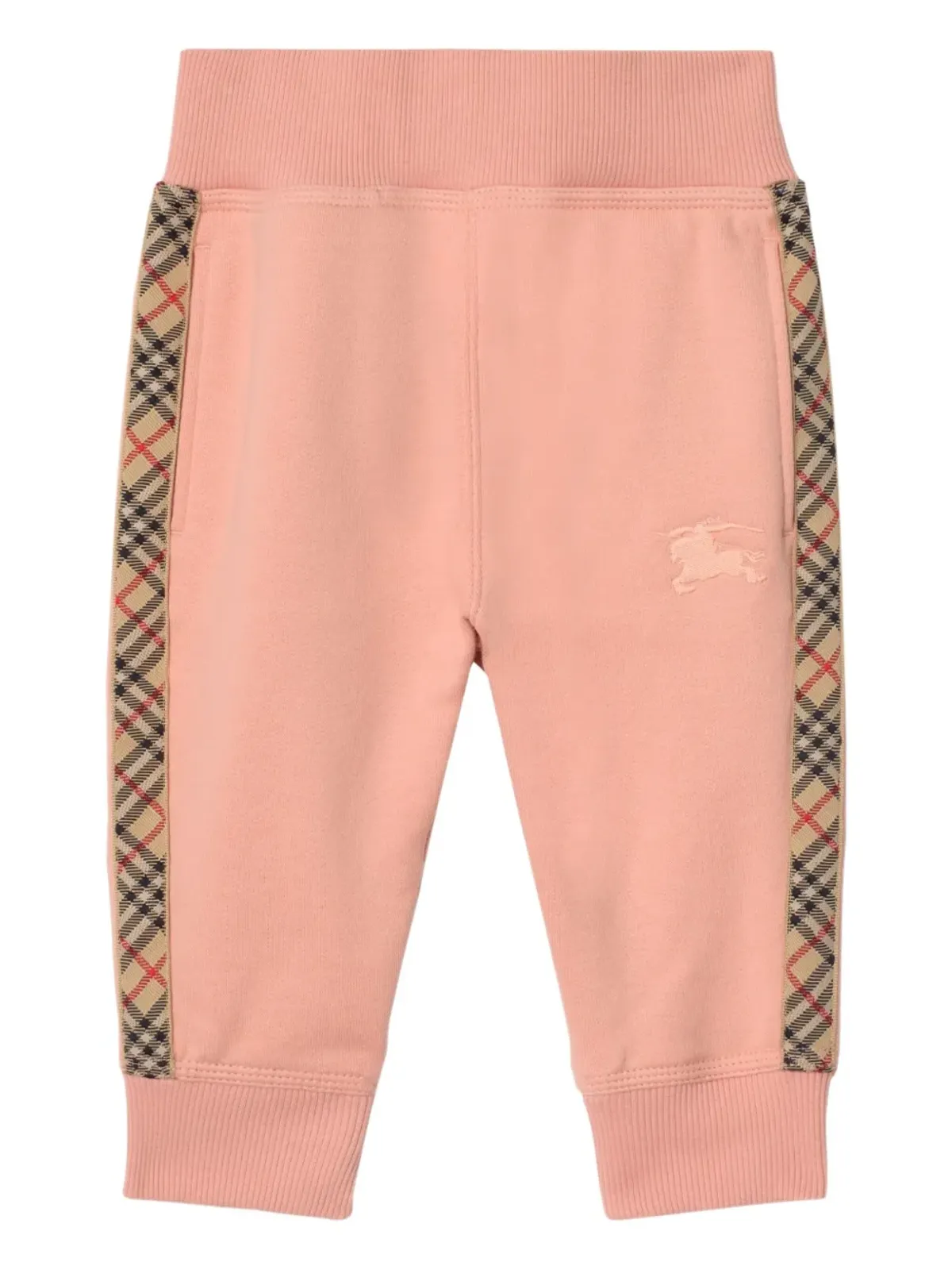 Burberry Kids チェック柄トリムのコットン ジョギングパンツ - ピンク - 画像1