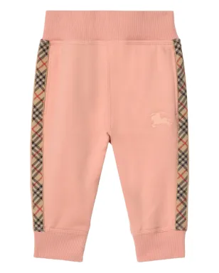 Burberry Kids チェック柄トリムのコットン ジョギングパンツ - ピンク - サムネイル1