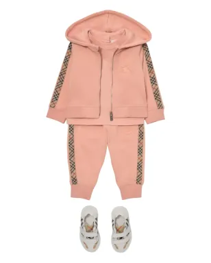 Burberry Kids チェック柄トリムのコットン ジョギングパンツ - ピンク - サムネイル3