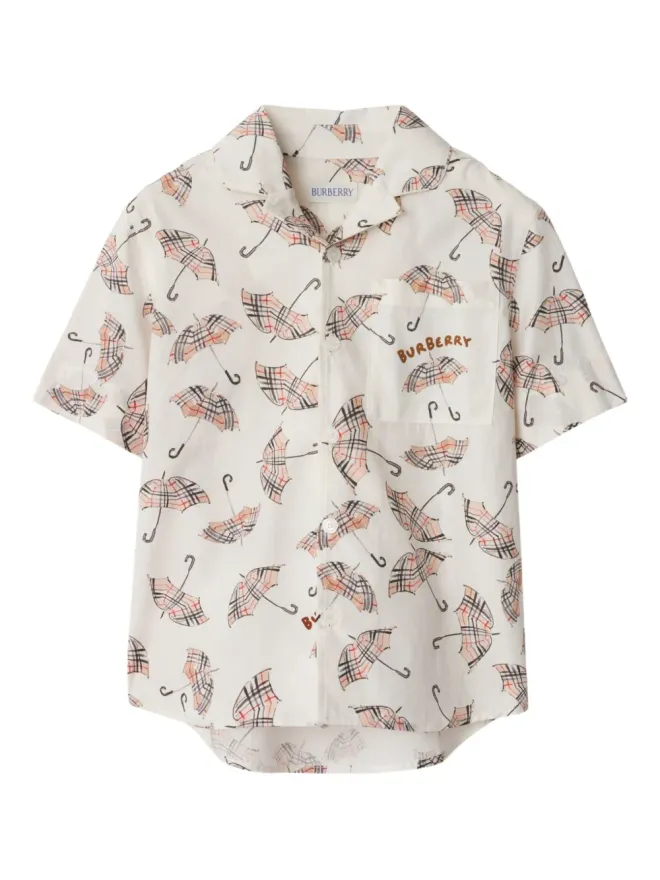 Burberry Kids Burberry Kids umbrellaプリント コットン シャツの商品画像