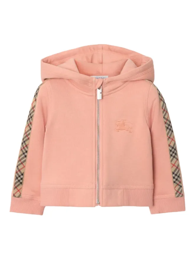 Burberry Kids Burberry Kids チェック柄トリム ジップフーディ - ピンクの商品画像