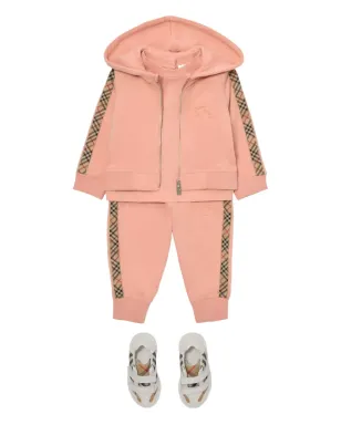 Burberry Kids チェック柄トリム ジップフーディ - ピンク - サムネイル3