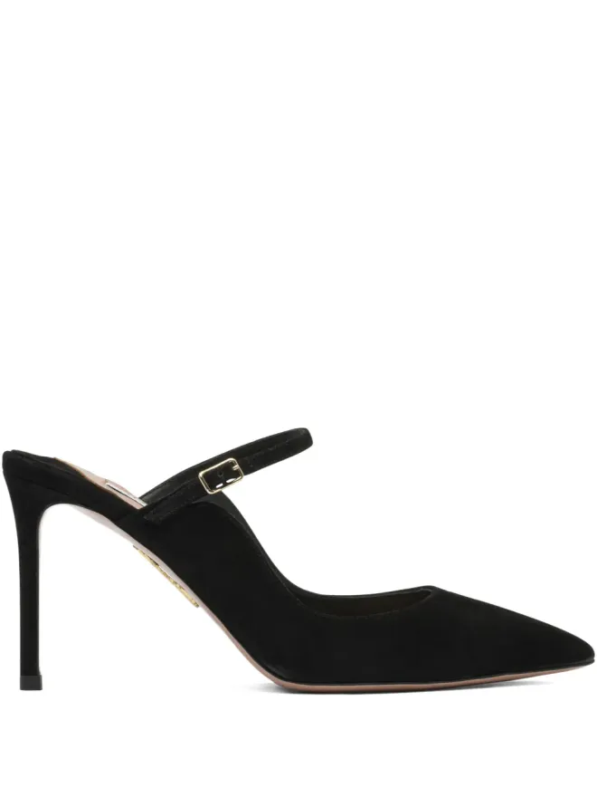 Aquazzura Aquazzura アンクルストラップ スエード パンプス - ブラックの商品画像