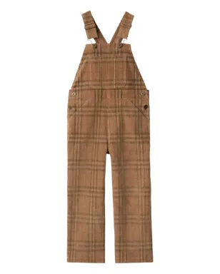 Burberry Kids チェックコーデュロイのつなぎ（ブラウン） - サムネイル1