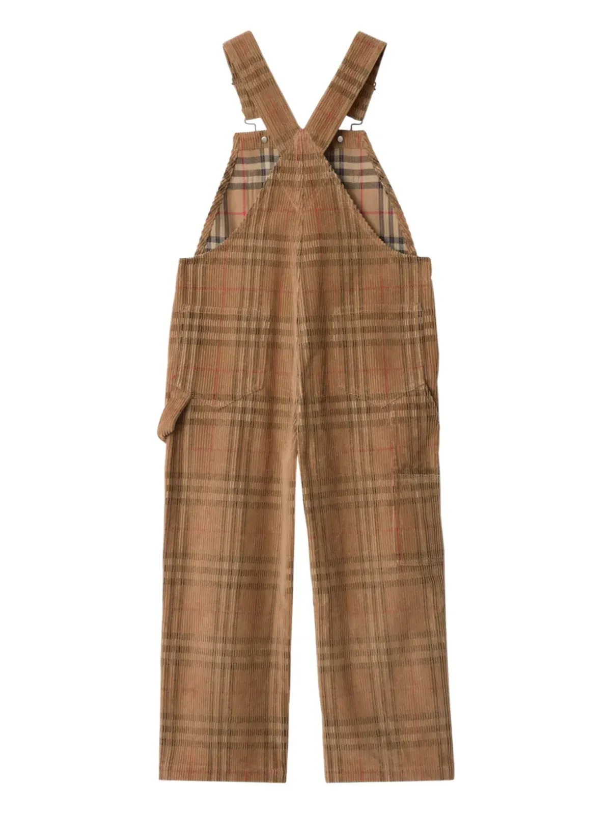 Burberry Kids チェックコーデュロイのつなぎ（ブラウン） - 画像2