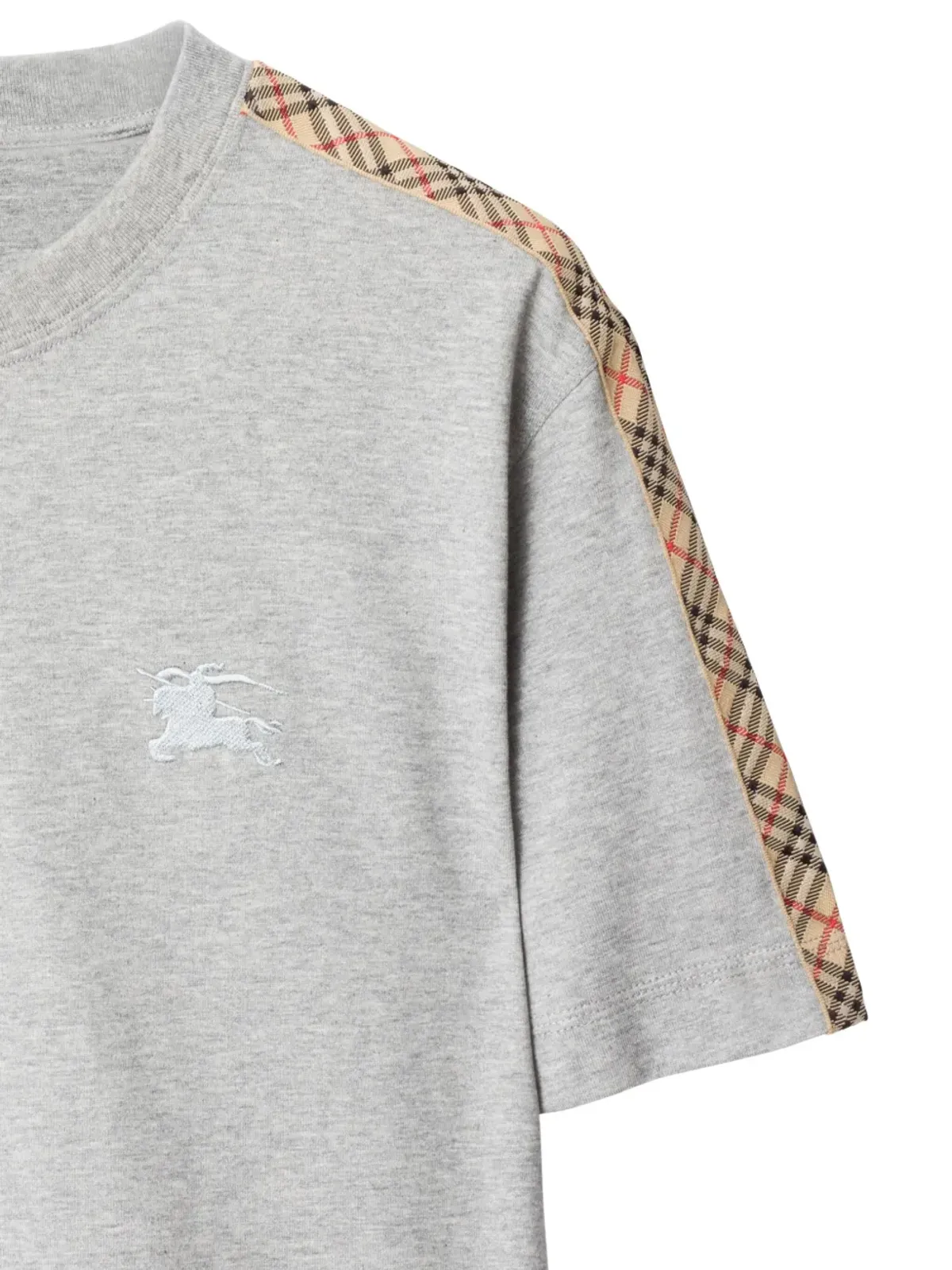 Burberry Equestrian Knight check-trim T-shirt - Grey - 画像3