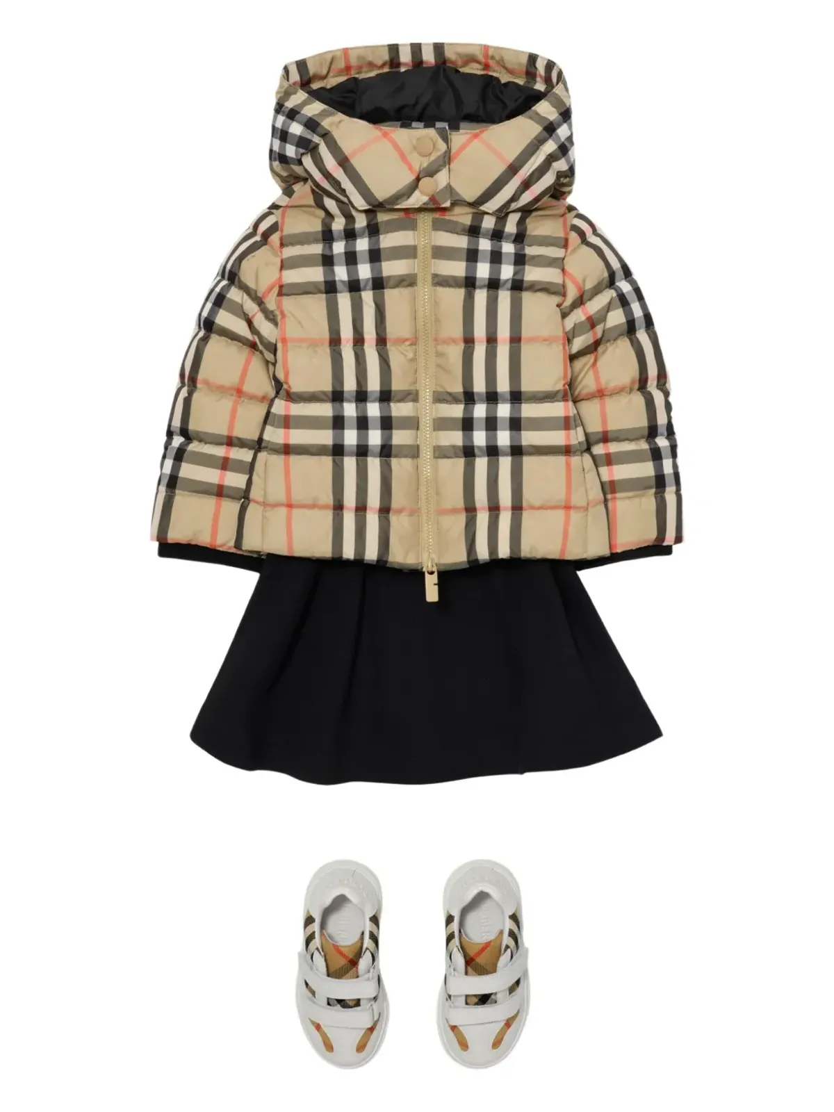 Burberry Kids チェック柄フード付きダウンジャケット - 画像3