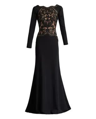 Tadashi Shoji 長袖刺繍ガウン - サムネイル1