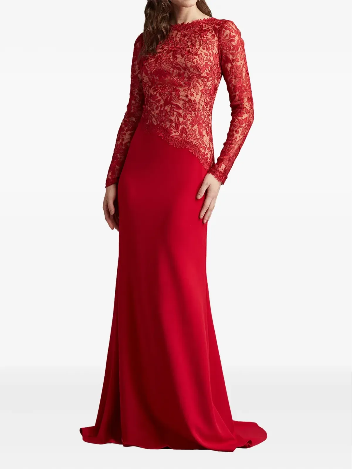 Tadashi Shoji レースインサートドレス レッド - 画像2