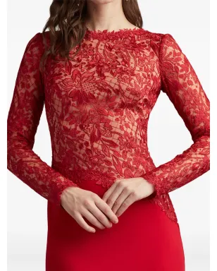 Tadashi Shoji レースインサートドレス レッド - サムネイル4