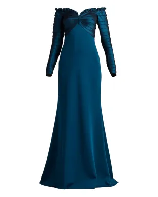 Tadashi Shoji ラッフル付き長袖マキシドレス - サムネイル1
