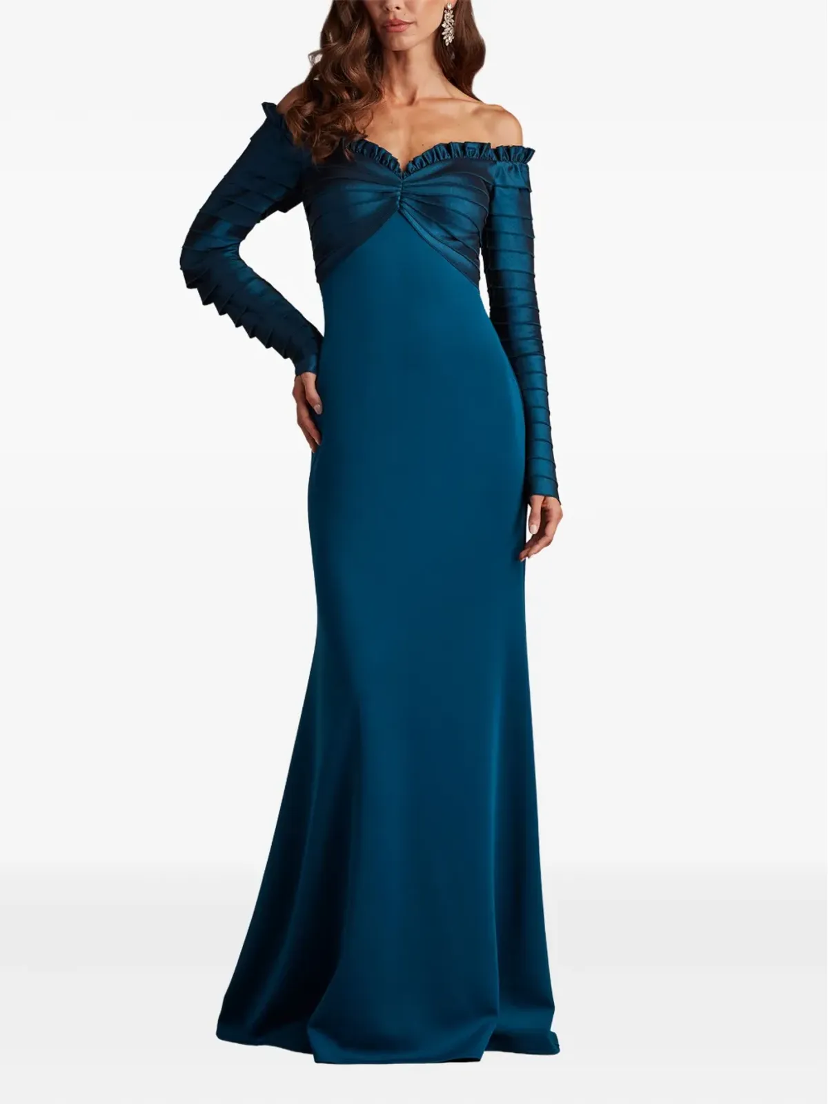 Tadashi Shoji ラッフル付き長袖マキシドレス - 画像2