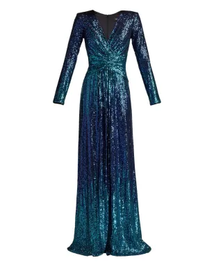 Tadashi Shoji Evona ombré sequin long-sleeve dress - Blue - サムネイル1