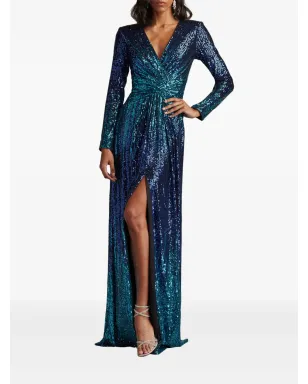 Tadashi Shoji Evona ombré sequin long-sleeve dress - Blue - サムネイル2