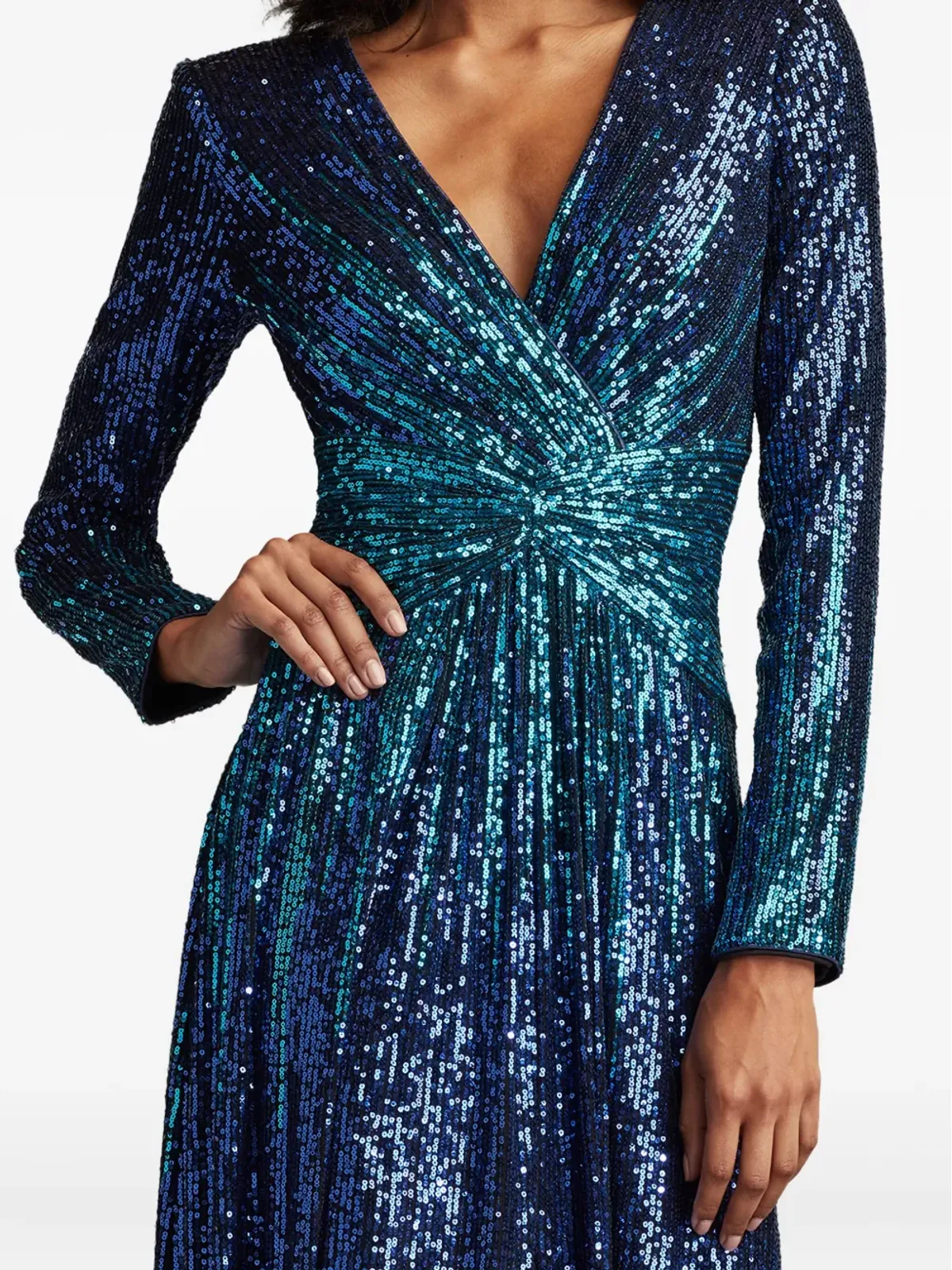 Tadashi Shoji Evona ombré sequin long-sleeve dress - Blue - 画像4