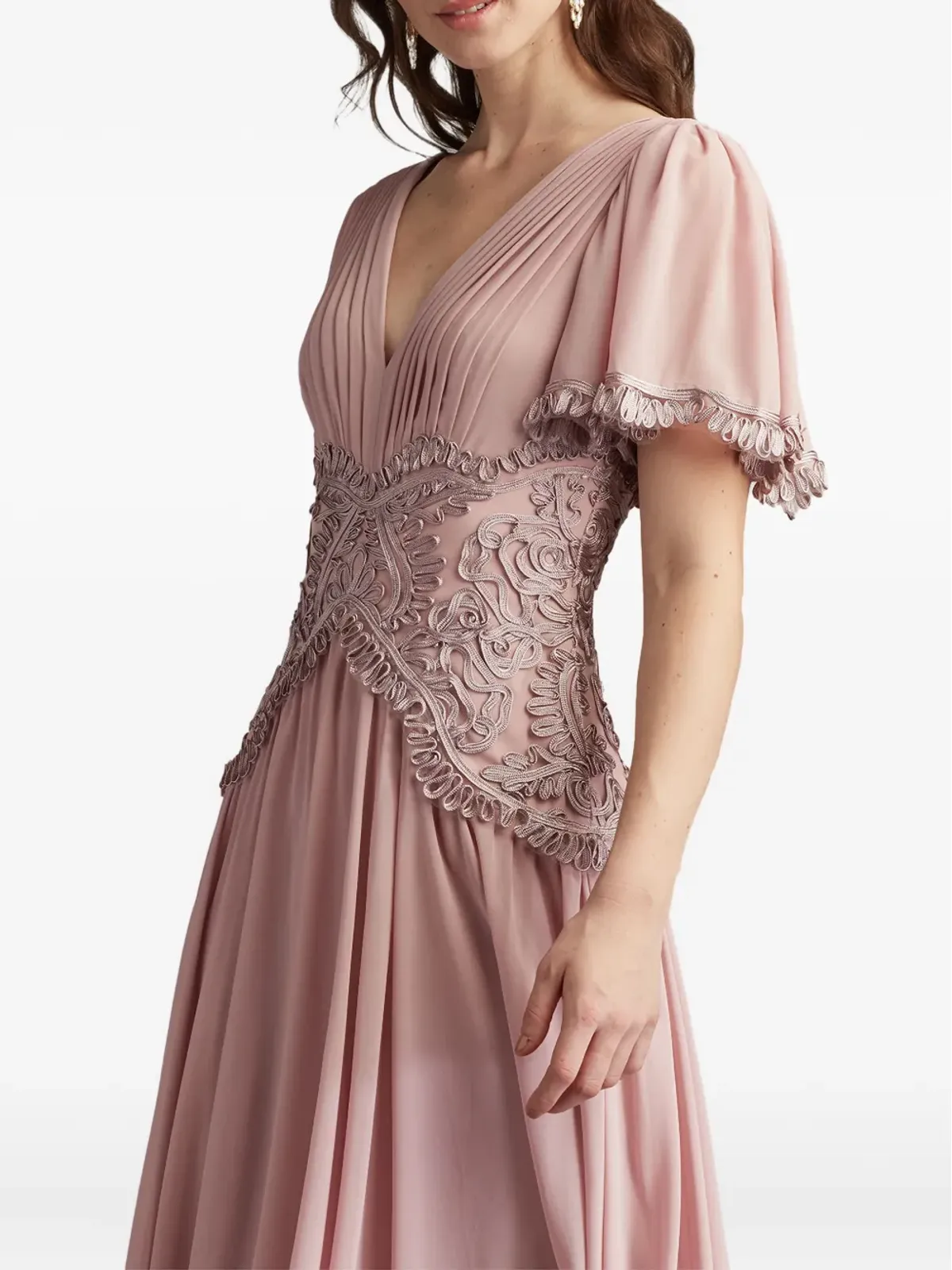 Tadashi Shoji プリーツレースインサート ミディドレス - 画像4