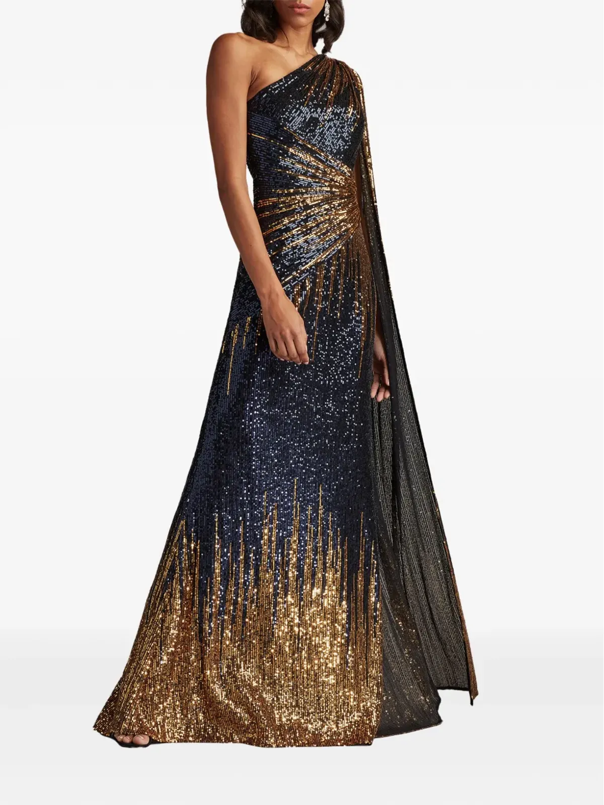 Tadashi Shoji マルセイユ スパンコール付きワンショルダードレス - 画像2