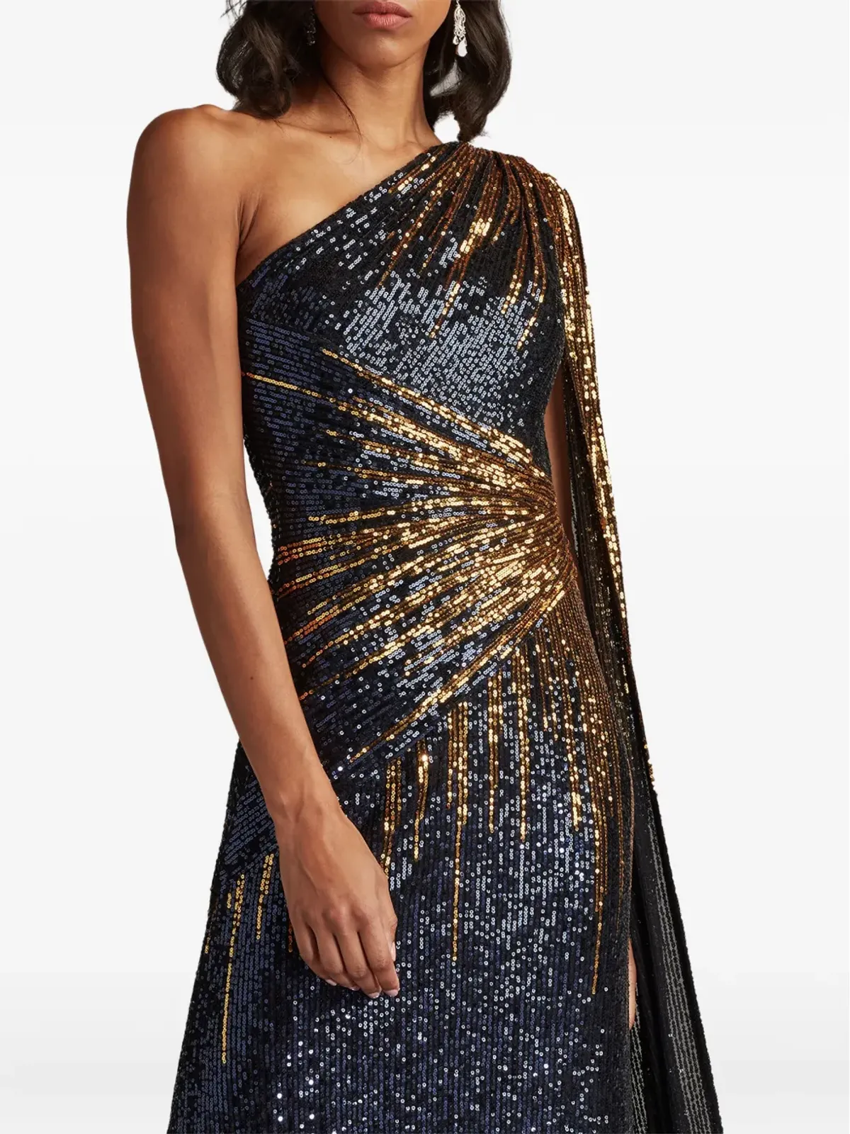 Tadashi Shoji マルセイユ スパンコール付きワンショルダードレス - 画像4