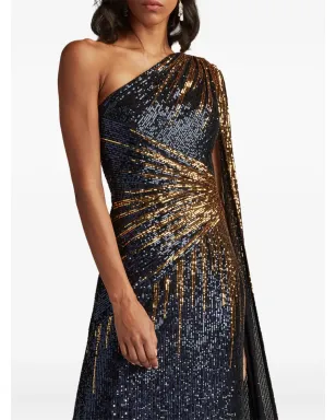 Tadashi Shoji マルセイユ スパンコール付きワンショルダードレス - サムネイル4